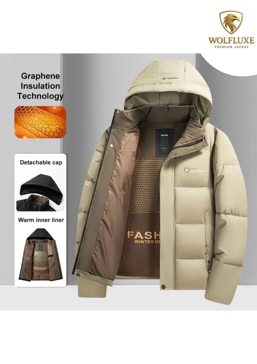 2025 Men’s Graphene Warm Windproof Hooded Jacket – Thick Outdoor Coat