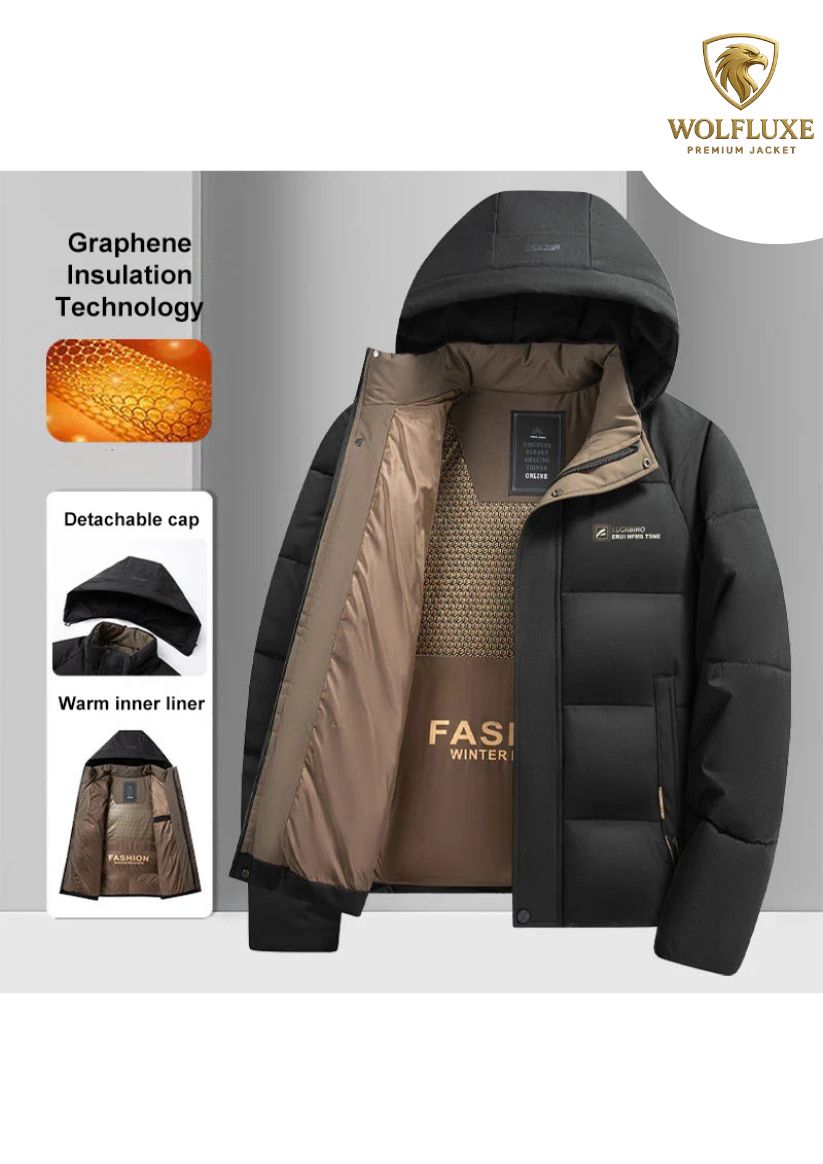 2025 Men’s Graphene Warm Windproof Hooded Jacket – Thick Outdoor Coat