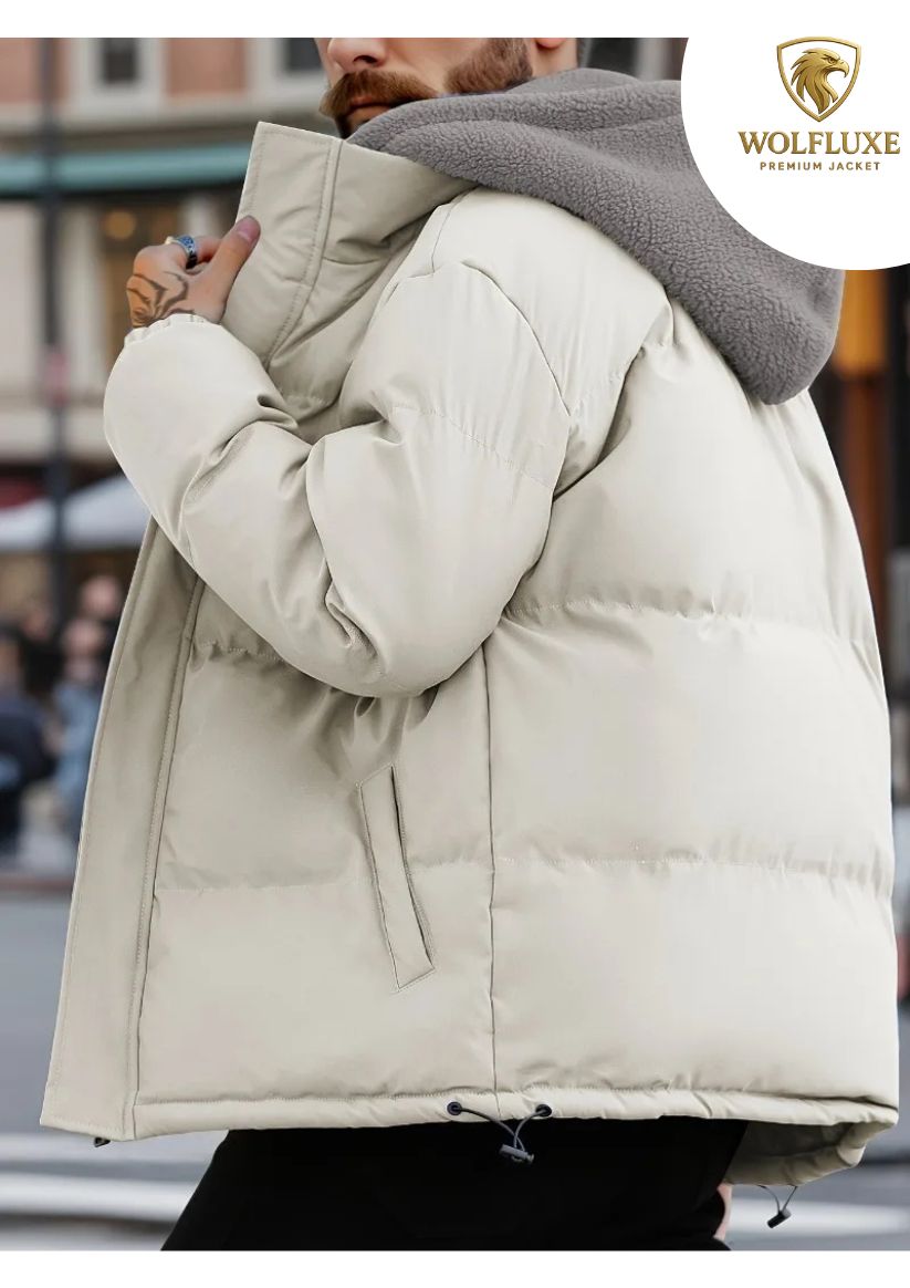 Winter Windproof Men's Faux Jacket Casual Polyester Coat with Detachable Hood Zip-Up Front Long Sleeves & Pockets Winter Clothes